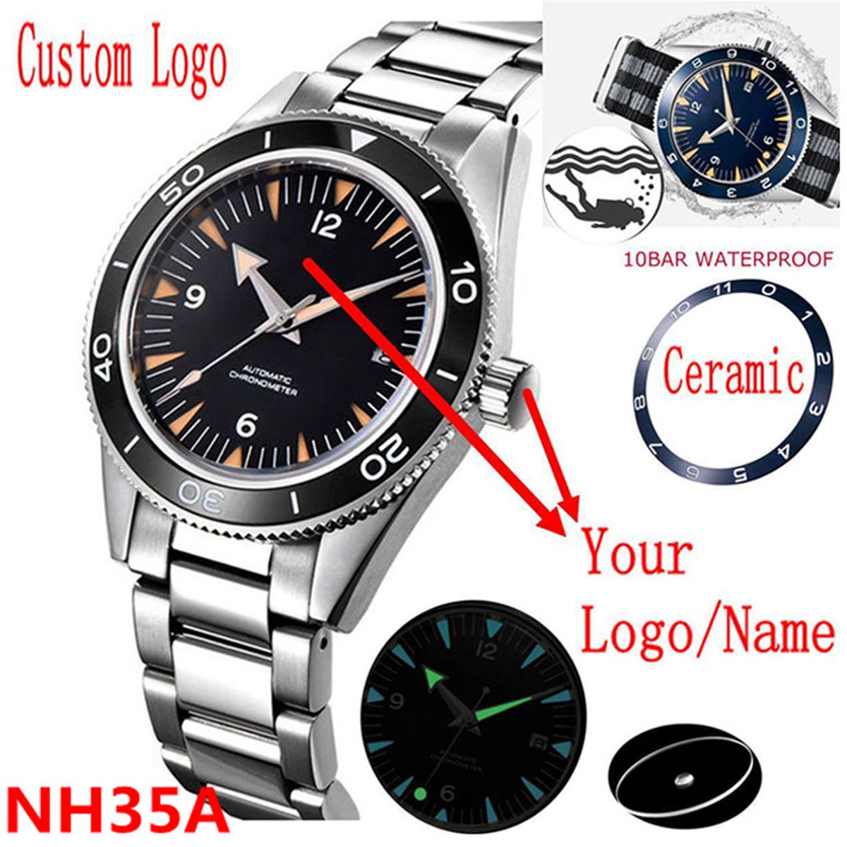 Luxury Watch Exchange - Reloj con movimiento NH35 con logotipo