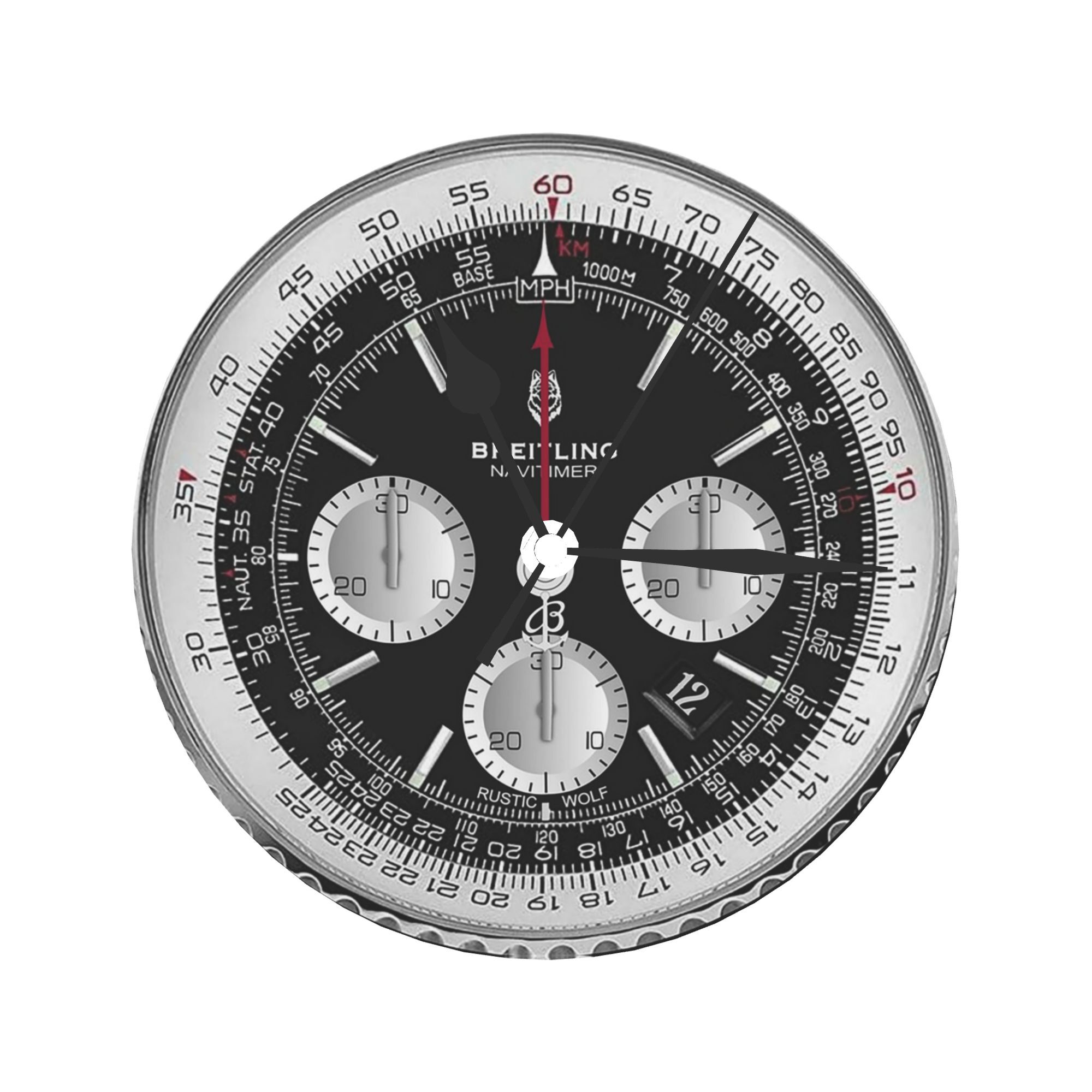 Luxury Watch Wall Clock - Reloj de lujo negro con esfera,