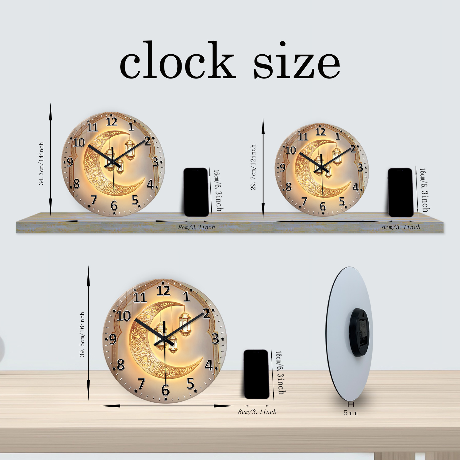 Una linterna de luna dorada de - Luxury Watch Wall Clock reseña y precio