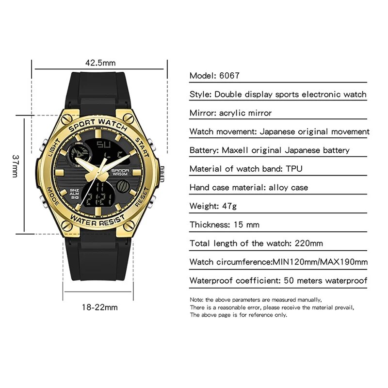 Marca SANDA, reloj Digital LED - Perpetual Calendar Watch reseña y precio