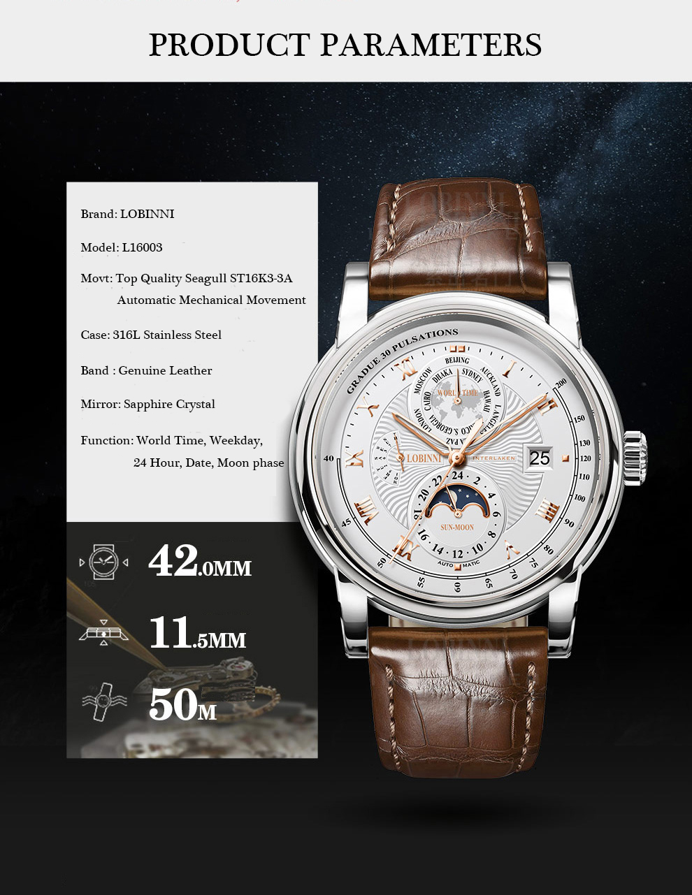LOBINNI-reloj mecánico automát - Luxury Watch Brands In World reseña y precio